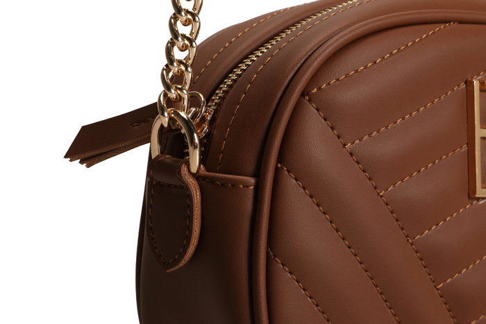 Lucky Bees 1298 Bolso Bandolera Tostado, Mujer, Elegante y Versátil, Polipiel, L 20 x A 7 x H 15 cm